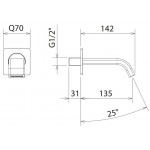 Spout (Nozzle) 14,2cm Wall-mounted material: Brass, color: Chrome surface: Glossy Bath spouts