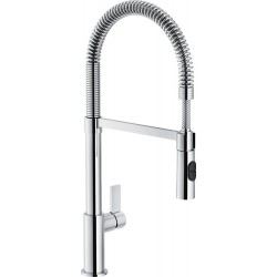 Kitchen tap Deck-mounted material: Brass with shower, color: Chrome surface: Glossy