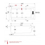 Bathtub Rectangular 170x75 material: Quaryl Carronite, color: White no grab bars surface: Glossy Rectangular