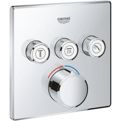 Shower tap Wall-mounted external part 3 way material: Brass mixer With plate with separate exits without hand shower, hose and holder, color: Chrome surface: Glossy Wall-mounted - external part