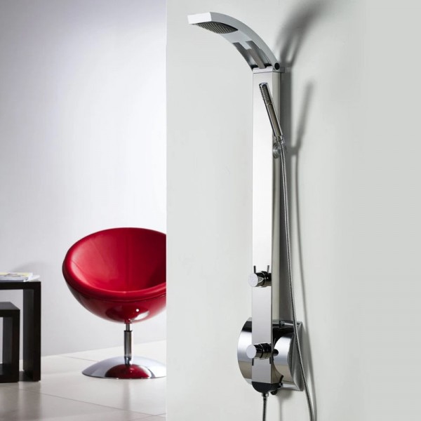 Στήλη ντους 38x10,6x1,31 από inox AISI 304, χρώμα: Χρωμέ επιφάνεια: Βουρτσισμένη Απλές