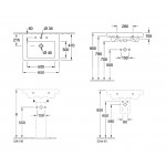Νιπτήρας επίτοιχος 65x47x15 Ceramic Plus με 1 γούρνα με μισή κολώνα / με ολόκληρη κολώνα με οπή στη μέση από πορσελάνη, χρώμα: Λευκό επιφάνεια: Γυαλιστερή Επίτοιχοι