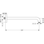 Arm 38,9cm E Wall-mounted material: Brass, color: Chrome surface: Glossy Shower arms Arm 38,9cm E Wall-mounted material: Brass, color: Chrome surface: Glossy Shower arms