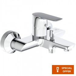 Bathtub tap Wall-mounted exposed material: Brass without hand shower, hose and holder mixer, color: Chrome surface: Glossy