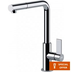 Kitchen tap Deck-mounted material: Brass with shower, color: Chrome surface: Glossy