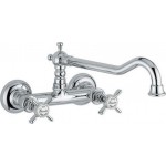 Kitchen tap Wall-mounted material: Brass, color: Chrome surface: Glossy