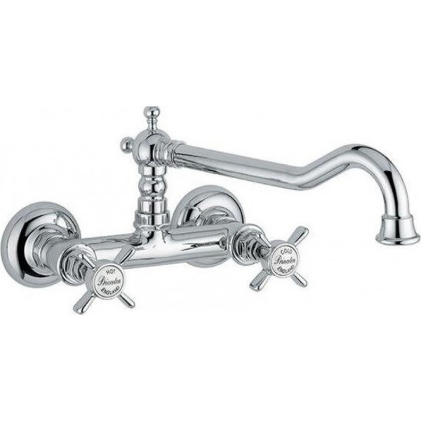 Kitchen tap Wall-mounted material: Brass, color: Chrome surface: Glossy