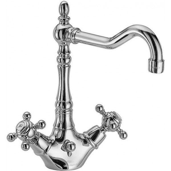 Wash basin tap Deck-mounted dual-level L size material: Brass With push-open waste set, color: Chrome surface: Glossy Deck-mounted Wash basin tap Deck-mounted dual-level L size material: Brass With push-open waste set, color: Chrome surface: Glossy Deck-mounted
