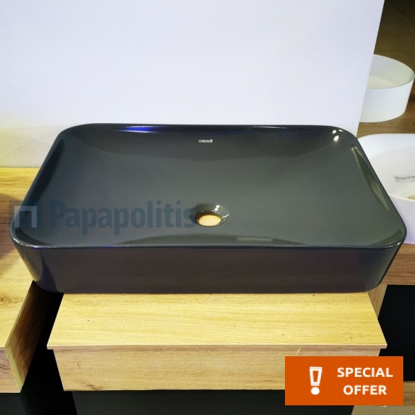 Washbasin Free standing 60x40x11 material: Porcelain Without hole Without overflow Anthracite, color: Dark Grey surface: Matt Free standing