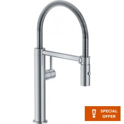 Kitchen tap Deck-mounted material: Inox with shower L, color: Chrome surface: Brushed Deck-mounted
