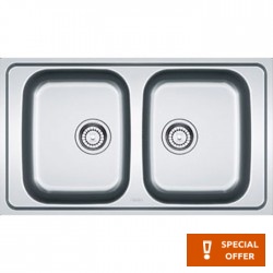 Νεροχύτης ανοξείδωτος 86x50 από inox επιφάνεια: Λεία ματ χωρίς πάγκο ένθετος 2 γούρνες, χρώμα: Χρωμέ Ανοξείδωτοι