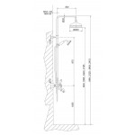 Bathtub tap with showerpipe and overhead shower Wall-mounted material: Brass mixer & hand shower Gold, color: Gold surface: Glossy Wall-mounted exposed with showerpipe and overhead shower Bathtub tap with showerpipe and overhead shower Wall-mounted material: Brass mixer & hand shower Gold, color: Gold surface: Glossy Wall-mounted exposed with showerpipe and overhead shower