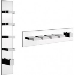 Shower tap Wall-mounted external part 4 way material: Brass mixer With plate with separate exits without hand shower, hose and holder, color: Chrome surface: Glossy Wall-mounted - external part