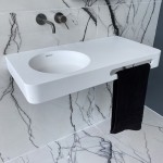 Washbasin Wall-mounted 90x48x10 no pedestal With 1 bowl Without hole material: Solid Surface, color: White surface: Matt Wall-mounted