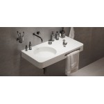 Νιπτήρας επίτοιχος 90x48x10 & πετσετοθήκη με 1 γούρνα χωρίς κολώνα χωρίς οπή  από solid surface, χρώμα: Λευκό επιφάνεια: Ματ Επίτοιχοι