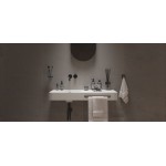 Νιπτήρας επίτοιχος 90x48x10 & πετσετοθήκη με 1 γούρνα χωρίς κολώνα χωρίς οπή  από solid surface, χρώμα: Λευκό επιφάνεια: Ματ Επίτοιχοι