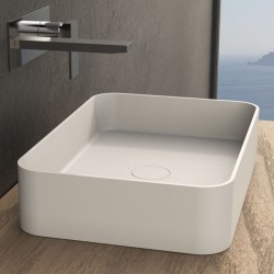 Νιπτήρας ελευθέρας τοποθέτησης 50x35x12,5 από solid surface χωρίς οπή  χωρίς υπερχείλιση SQ, χρώμα: Λευκό επιφάνεια: Ματ
