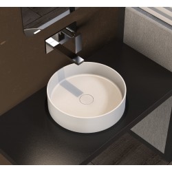 Νιπτήρας ελευθέρας τοποθέτησης 40x40x12,5 από solid surface χωρίς οπή  χωρίς υπερχείλιση, χρώμα: Λευκό επιφάνεια: Ματ