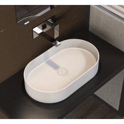 Washbasin Free standing 60x35x12,5 material: Solid Surface With one hole Without overflow, color: White surface: Matt