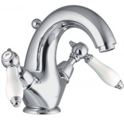 Wash basin tap Deck-mounted dual-level material: Brass With push-open waste set Μ size, color: Chrome surface: Glossy Deck-mounted