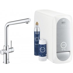 Kitchen tap Deck-mounted material: Brass with water filter L-Spout starter kit, color: Chrome surface: Glossy Deck-mounted