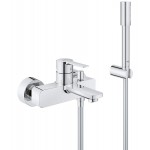 Bathtub tap Wall-mounted exposed material: Brass with hand shower, hose and holder mixer, color: Chrome surface: Glossy Wall-mouned exposed Bathtub tap Wall-mounted exposed material: Brass with hand shower, hose and holder mixer, color: Chrome surface: Glossy Wall-mouned exposed
