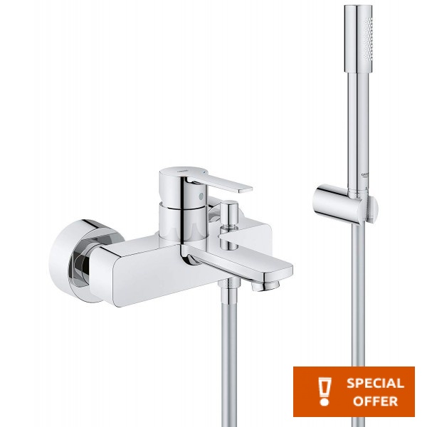 Bathtub tap Wall-mounted exposed material: Brass with hand shower, hose and holder mixer, color: Chrome surface: Glossy Wall-mouned exposed Bathtub tap Wall-mounted exposed material: Brass with hand shower, hose and holder mixer, color: Chrome surface: Glossy Wall-mouned exposed