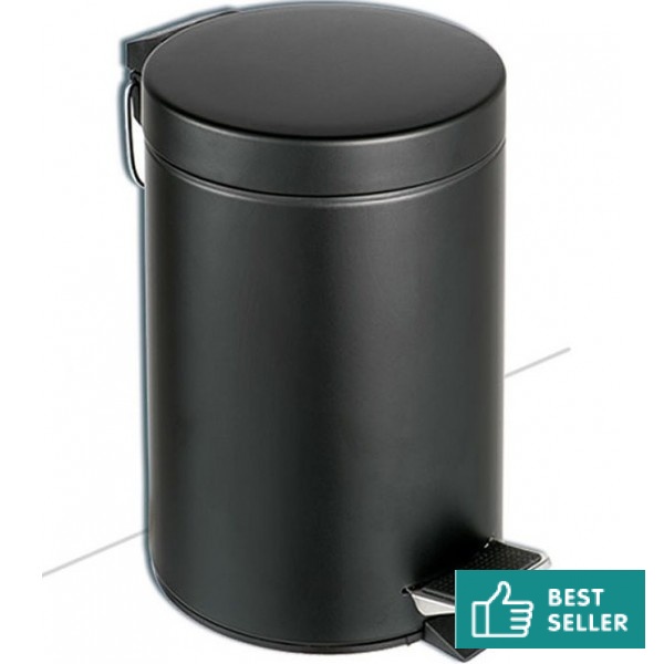 Χαρτοδοχείο από inox 3 lt επιδαπέδιος τύπος κλειστό, χρώμα: Μαύρο επιφάνεια: Ματ Χαρτοδοχεία