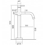 Bathtub tap Floor-standing complete AISI 316 material: Inox, color: Chrome surface: Brushed Floor standing