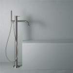 Bathtub tap Floor-standing complete AISI 316 material: Inox, color: Chrome surface: Brushed Floor standing