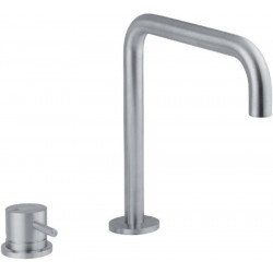 Wash basin tap Deck-mounted L size material: Inox mixer Without waste AISI 316, color: Chrome surface: Brushed Deck-mounted