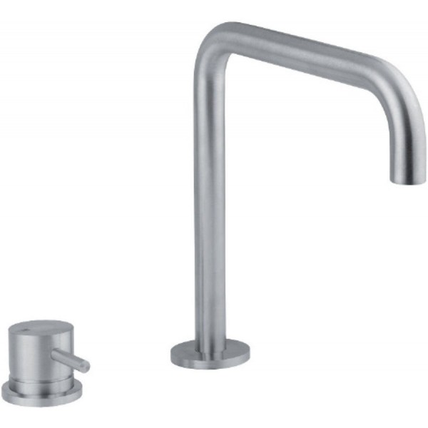 Wash basin tap Deck-mounted L size material: Inox mixer Without waste AISI 316, color: Chrome surface: Brushed Deck-mounted Wash basin tap Deck-mounted L size material: Inox mixer Without waste AISI 316, color: Chrome surface: Brushed Deck-mounted