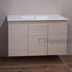 Βάση επίπλου με νιπτήρα 100x46x60 από ξύλο συνθετικό επίτοιχου τύπου με 1 νιπτήρα, χρώμα: Ivory Βάσεις επίπλου με νιπτήρα