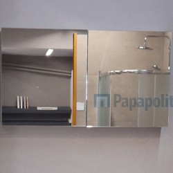 Καθρέπτης, σχήμα: Ορθογώνιο 100x55x15 από ξύλο συνθετικό με ντουλάπι, χρώμα: Ivory Καθρέπτες μπάνιου