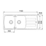 Sink Granite 116x50 left / right nested 1 ½ cabinet polar white, color: White Granite Sink Granite 116x50 left / right nested 1 ½ cabinet polar white, color: White Granite