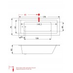 Bathtub Rectangular 170x75 material: Acrylic, color: White no grab bars surface: Glossy
