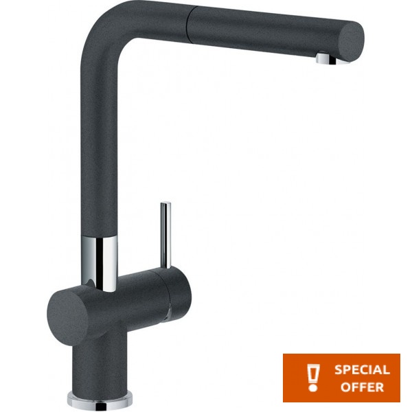 Kitchen tap Deck-mounted material: Brass with shower Onyx, color: Chrome/Black surface: Matt Deck-mounted Kitchen tap Deck-mounted material: Brass with shower Onyx, color: Chrome/Black surface: Matt Deck-mounted
