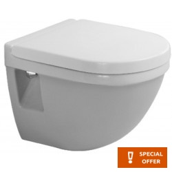 Wall-mounted toilet & toilet seat, style: Wrapover with rim 48x36 surface: Glossy, color: White Wall-mounted