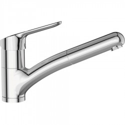 Μπαταρία κουζίνας επικαθήμενη από ορείχαλκο με ντους, χρώμα: Χρωμέ επιφάνεια: Γυαλιστερή Επικαθήμενες