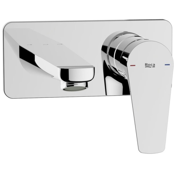 Wash basin tap Wall-mounted - external part mixer With plate Without waste, color: Chrome material: Brass surface: Glossy Wall-mounted - external part