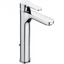 Wash basin tap Deck-mounted for free-standing washbasin material: Brass mixer With pop-up waste set, color: Chrome surface: Glossy Deck-mounted