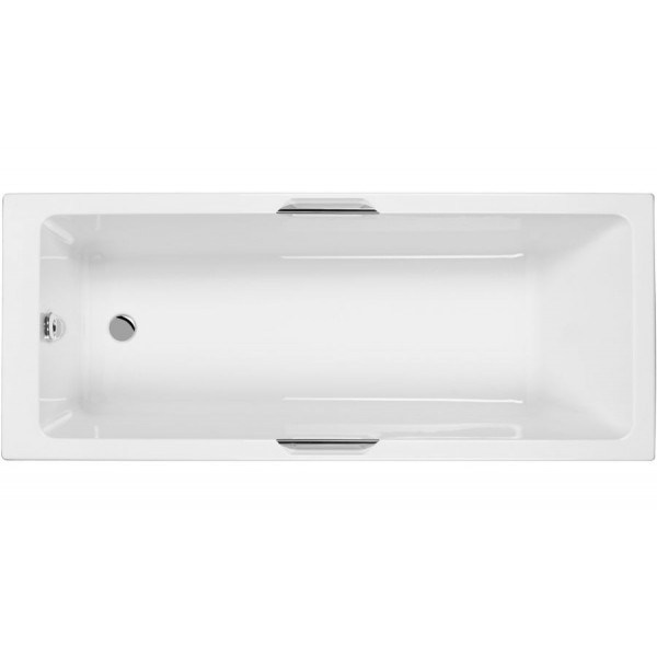 Bathtub Rectangular 170x75 material: Quaryl Carronite, color: White with grab bars surface: Glossy Rectangular