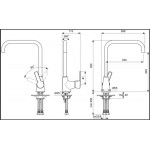 Μπαταρία κουζίνας επικαθήμενη από ορείχαλκο τύπου L, χρώμα: Χρωμέ επιφάνεια: Γυαλιστερή Επικαθήμενες