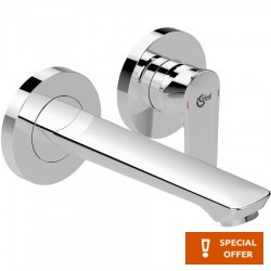 Μπαταρία νιπτήρος εντοιχιζόμενη - εξωτερικό μέρος 2 οπών αναμεικτική χωρίς βαλβίδα, χρώμα: Χρωμέ 22,4cm από ορείχαλκο επιφάνεια: Γυαλιστερή