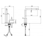 Wash basin tap Deck-mounted L size material: Inox mixer Without waste AISI 316, color: Chrome surface: Brushed Deck-mounted Wash basin tap Deck-mounted L size material: Inox mixer Without waste AISI 316, color: Chrome surface: Brushed Deck-mounted