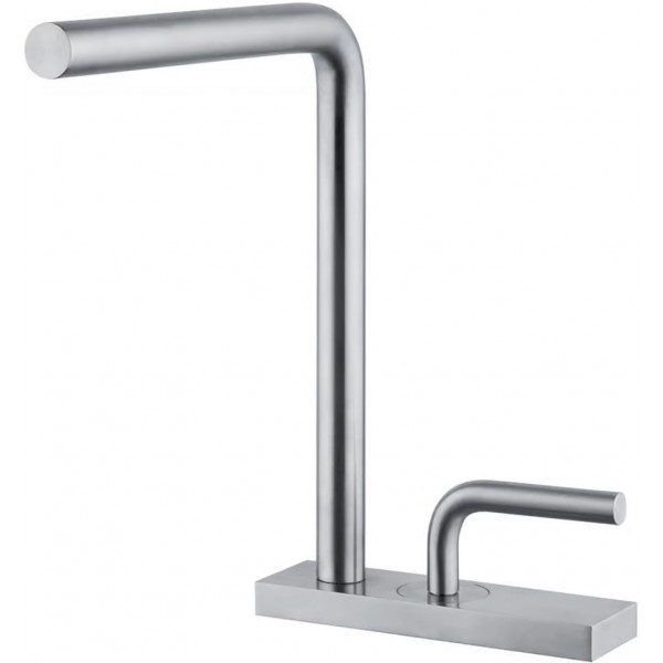 Wash basin tap Deck-mounted L size material: Inox mixer Without waste AISI 316, color: Chrome surface: Brushed Deck-mounted Wash basin tap Deck-mounted L size material: Inox mixer Without waste AISI 316, color: Chrome surface: Brushed Deck-mounted