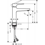 Wash basin tap Deck-mounted material: Brass mixer With push-open waste set Μ size 110, color: Chrome surface: Glossy Deck-mounted
