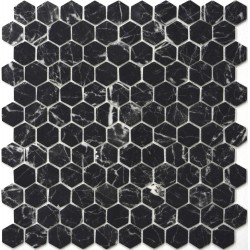 Mosaic 30,1x29 Spain, shape: Hexagon 1st choice matte surface: Matt, hue: Black Mosaics