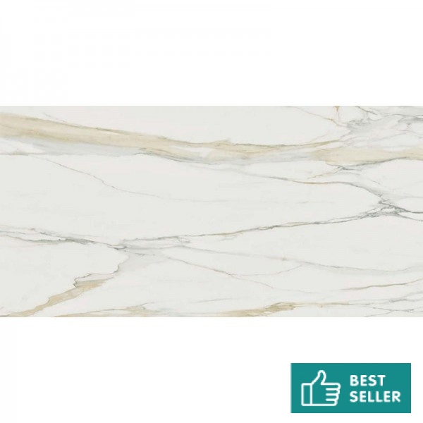 Floor tiles 59,7x119,7 Italy glossy, style: marble 1st choice rettificato surface: Glossy, hue: White/Beige Plain tiles