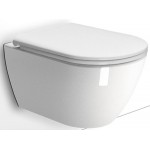Wall-mounted toilet & toilet seat soft closing, style: Sandwich hidden fixation Self-Cleaning / Rimless Slim Extraglaze, Quick Release 50x36 surface: Glossy, color: White Wall-mounted